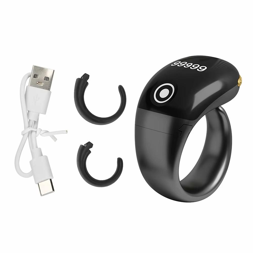 S7 Pro Adjustable Size Touch Smart Bluetooth Prayer Ring Counter(Black) - Shopkiz.com