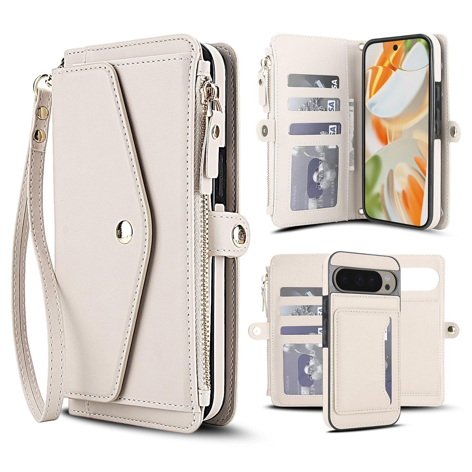 For Google Pixel 9 Pro XL Multifunctional Wallet Detachable Leather Phone Case with Lanyard(White) - Shopkiz.com