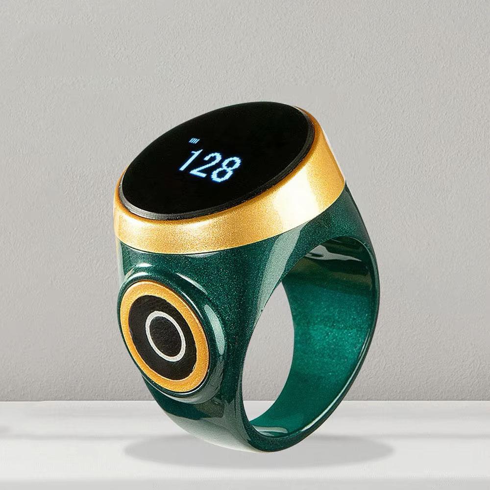 S9 Adjustable Size Button Smart Bluetooth Prayer Ring Counter(Emerald) - Shopkiz.com