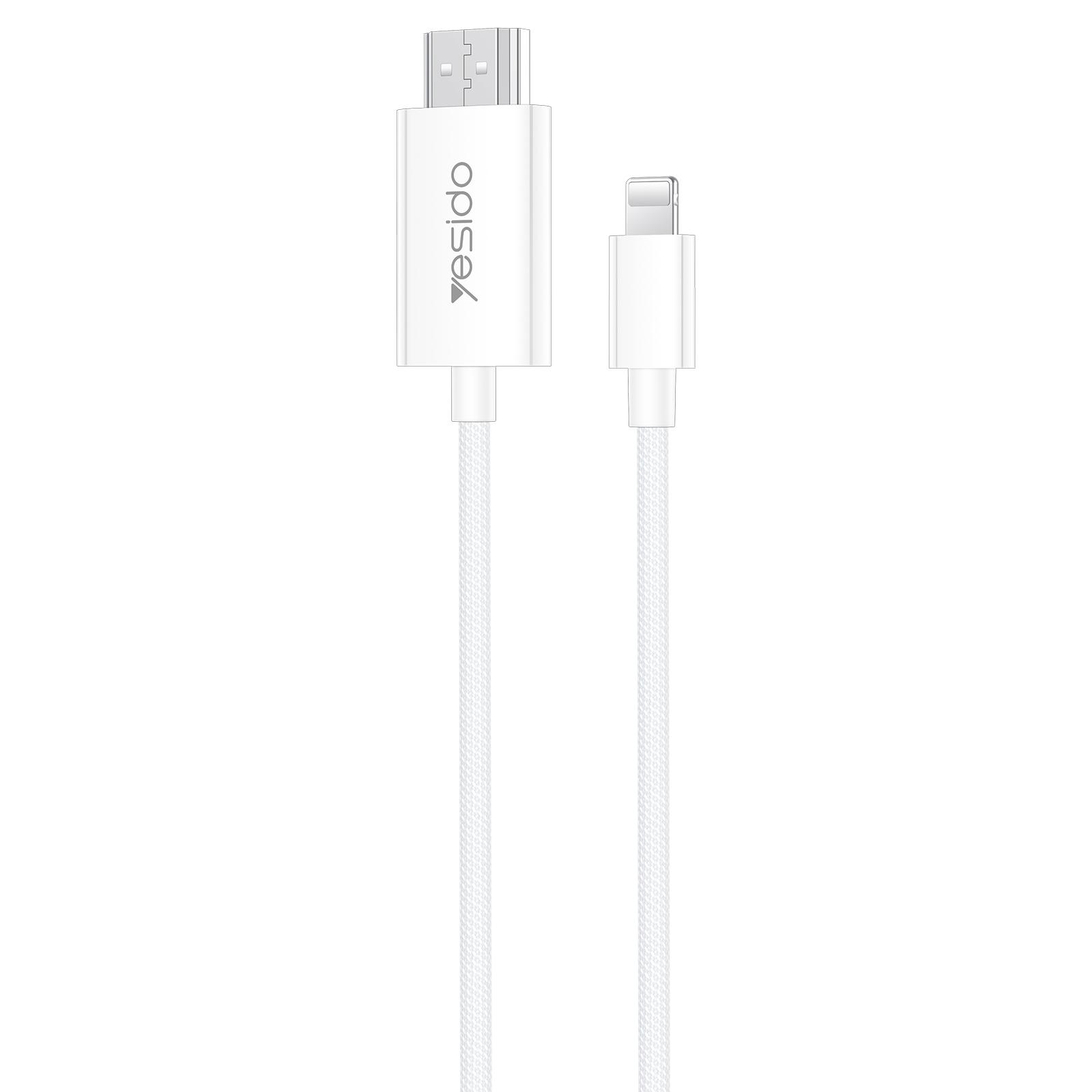 Yesido HM17 8 Pin to HDMI 1080P HDTV Adapter Cable, Length: 1.8m(White) - Shopkiz.com