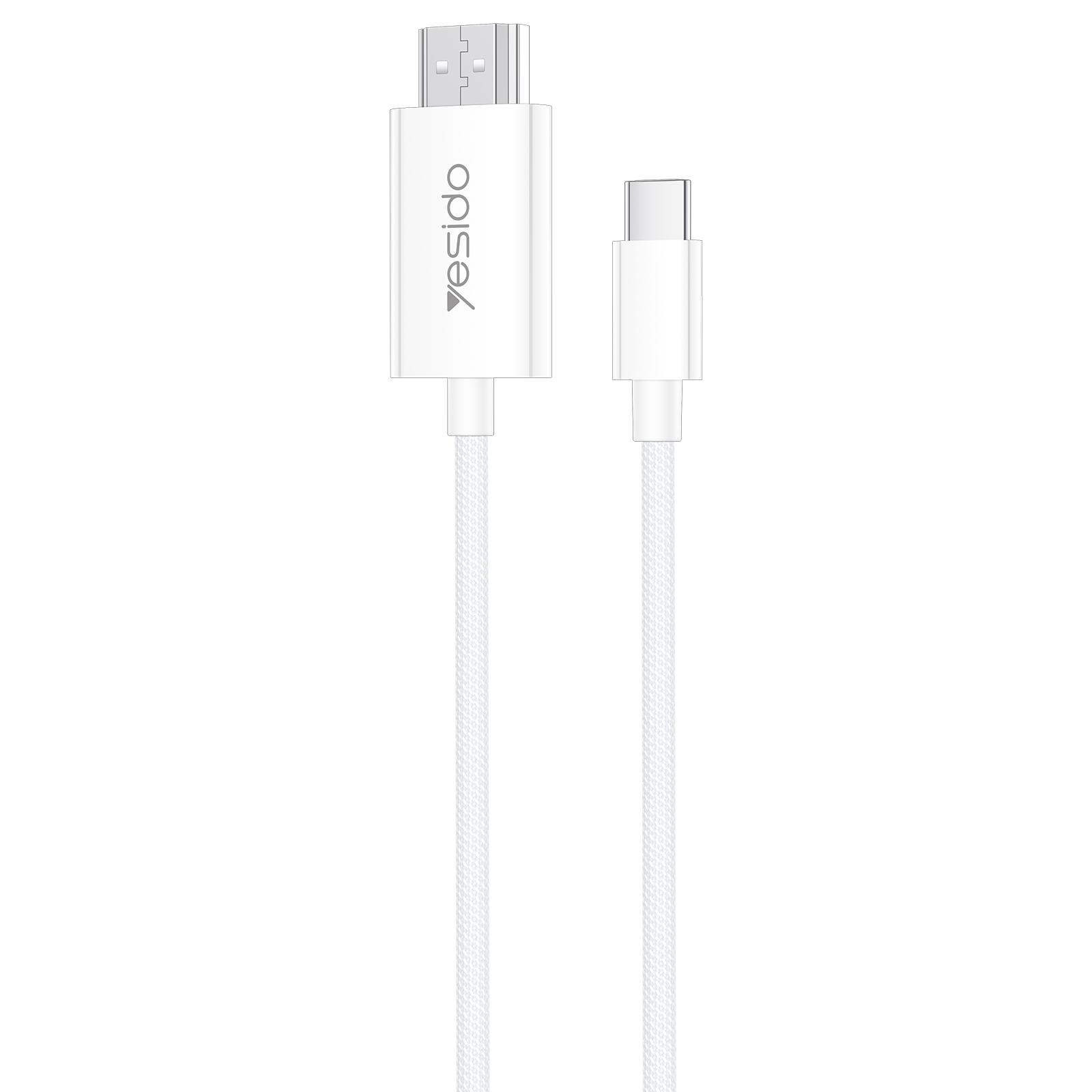 Yesido HM18 Type-C to HDMI 1080P HDTV Adapter Cable, Length: 1.8m(White) - Shopkiz.com