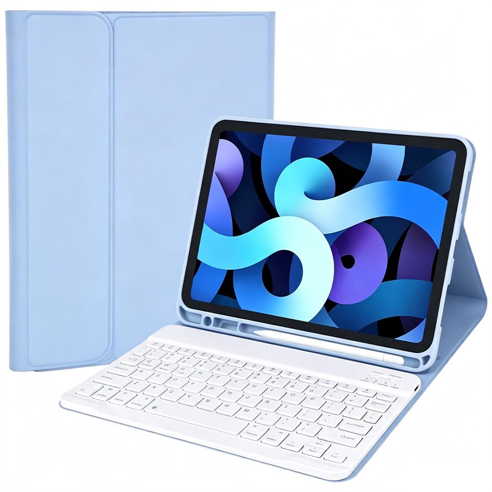 For iPad 10.2 2021 / 2020 / 2019 Solid Color Smart Tablet Leather Case with Detachable BT Keyboard(Taro Purple) - Shopkiz.com