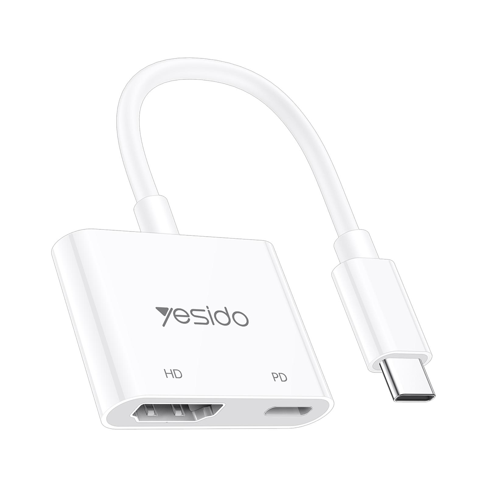 Yesido HM19 Type-C to HDMI, Type-C 4K 60Hz High-Definition Audio Video Adapter(White) - Shopkiz.com
