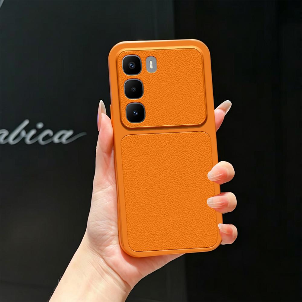 For Infinix Hot 60 Pro+ 4G Lambskin Series Skin Feel Shockproof Phone Case(Orange) - Shopkiz.com