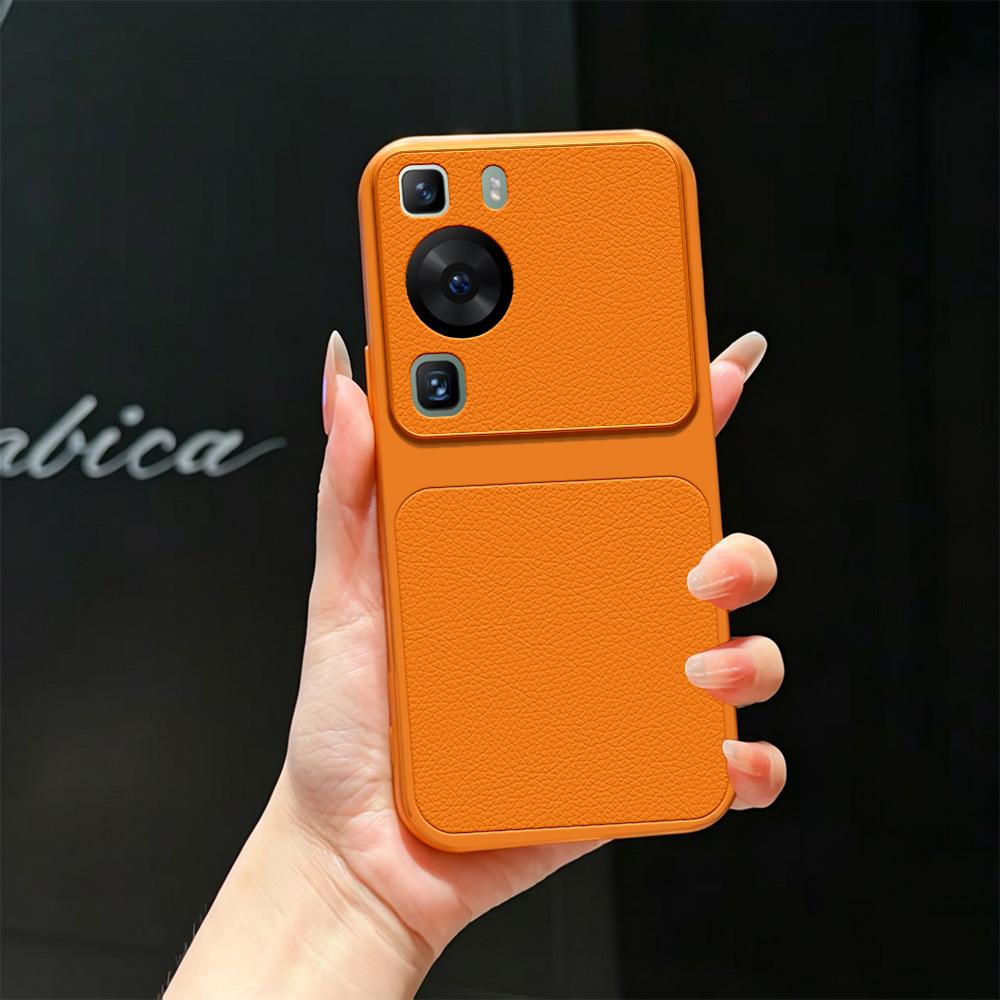 For Huawei P60 Lambskin Series Skin Feel Shockproof Phone Case(Orange) - Shopkiz.com