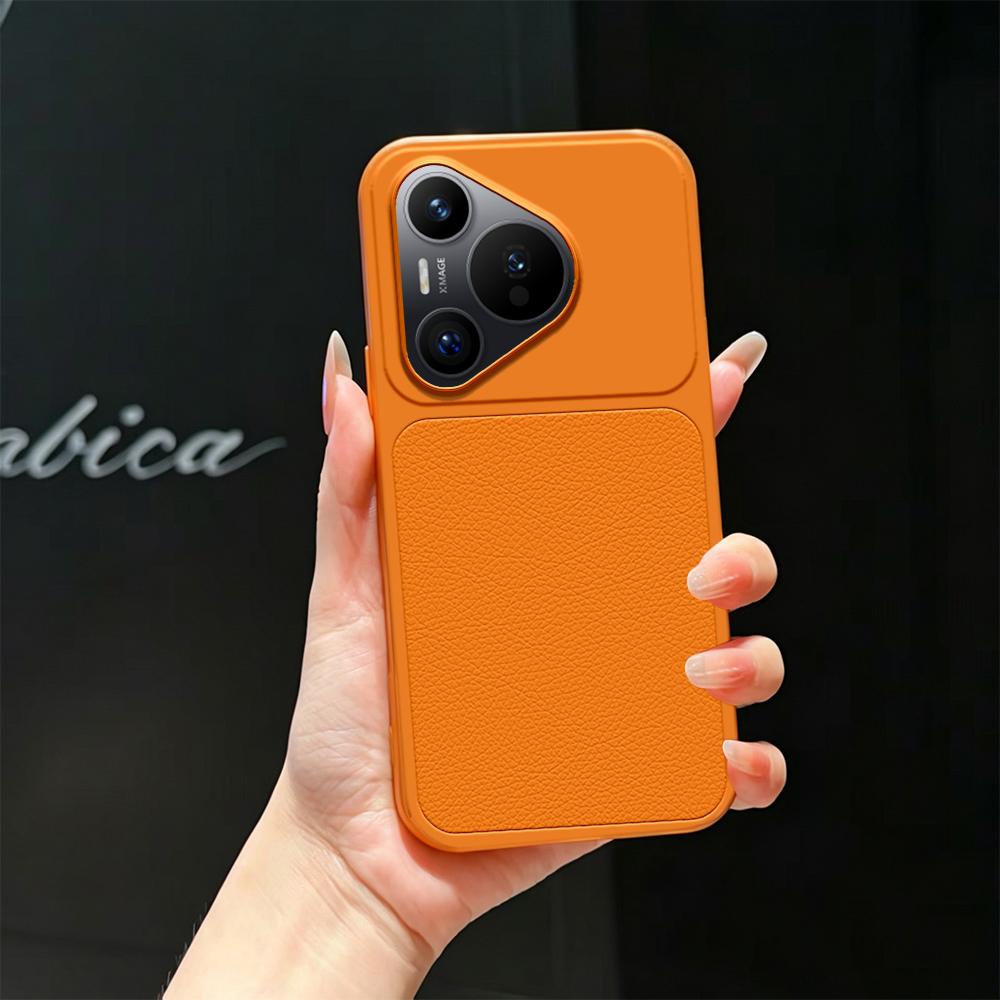 For Huawei Pura 70 Lambskin Series Skin Feel Shockproof Phone Case(Orange) - Shopkiz.com