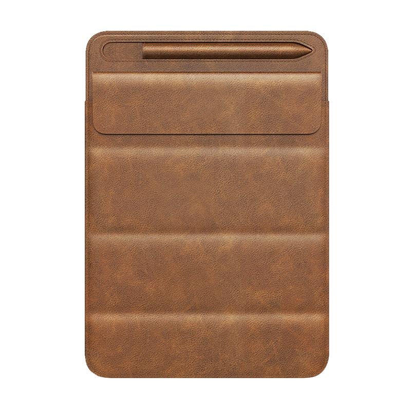 For 12.9-13 inch Tri-fold Stand Magnetic Tablet Sleeve Liner Bag(Light Brown) - Shopkiz.com