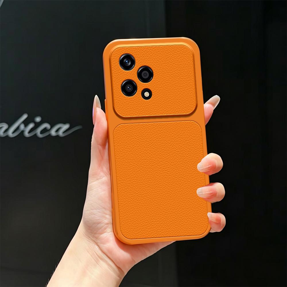 For Honor 200 Lite Global Lambskin Series Skin Feel Shockproof Phone Case(Orange) - Shopkiz.com