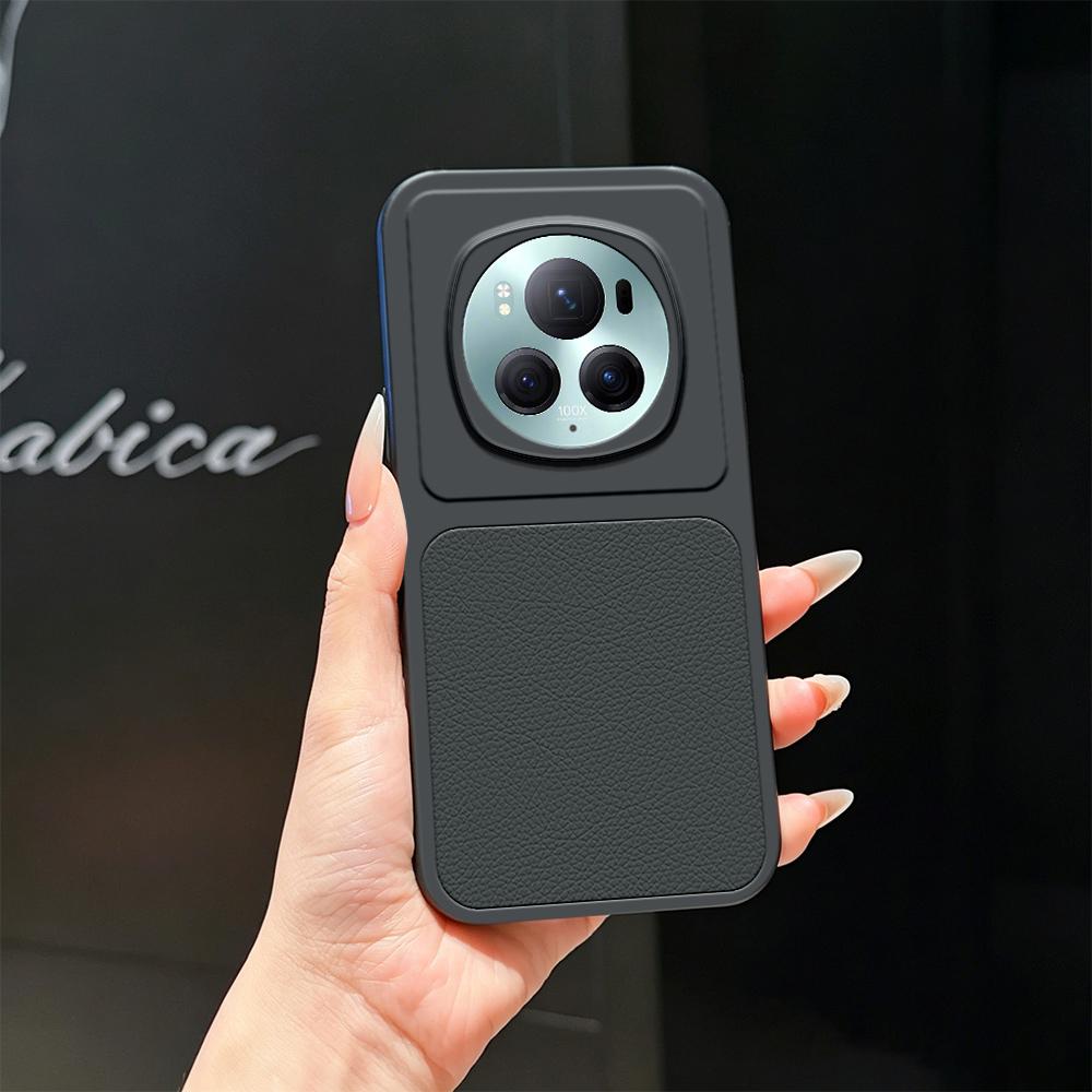 For Honor Magic6 Pro Lambskin Series Skin Feel Shockproof Phone Case(Black) - Shopkiz.com