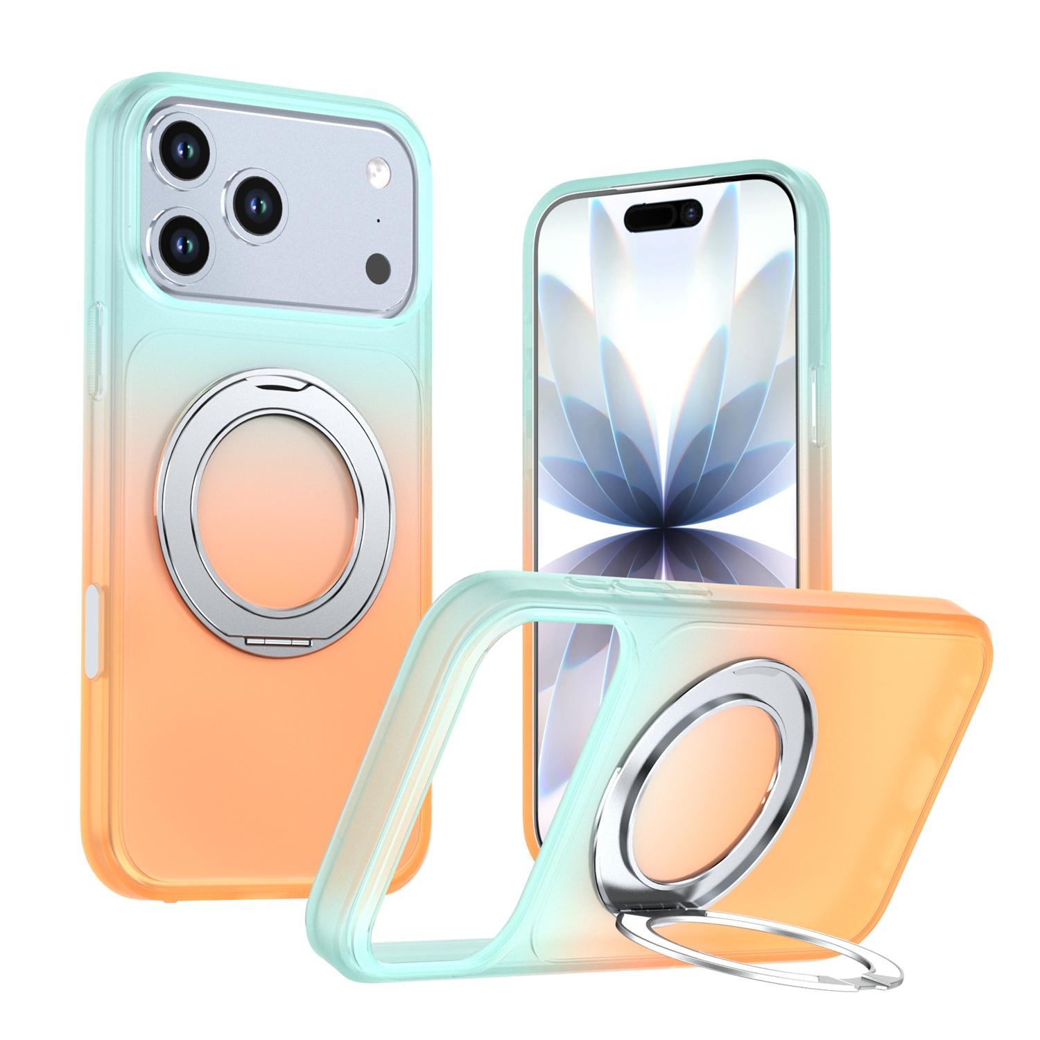 For iPhone 17 Pro Phantom Skin Feel Gradient 360 Degree Rotating Holder Phone Case(Orange) - Shopkiz.com