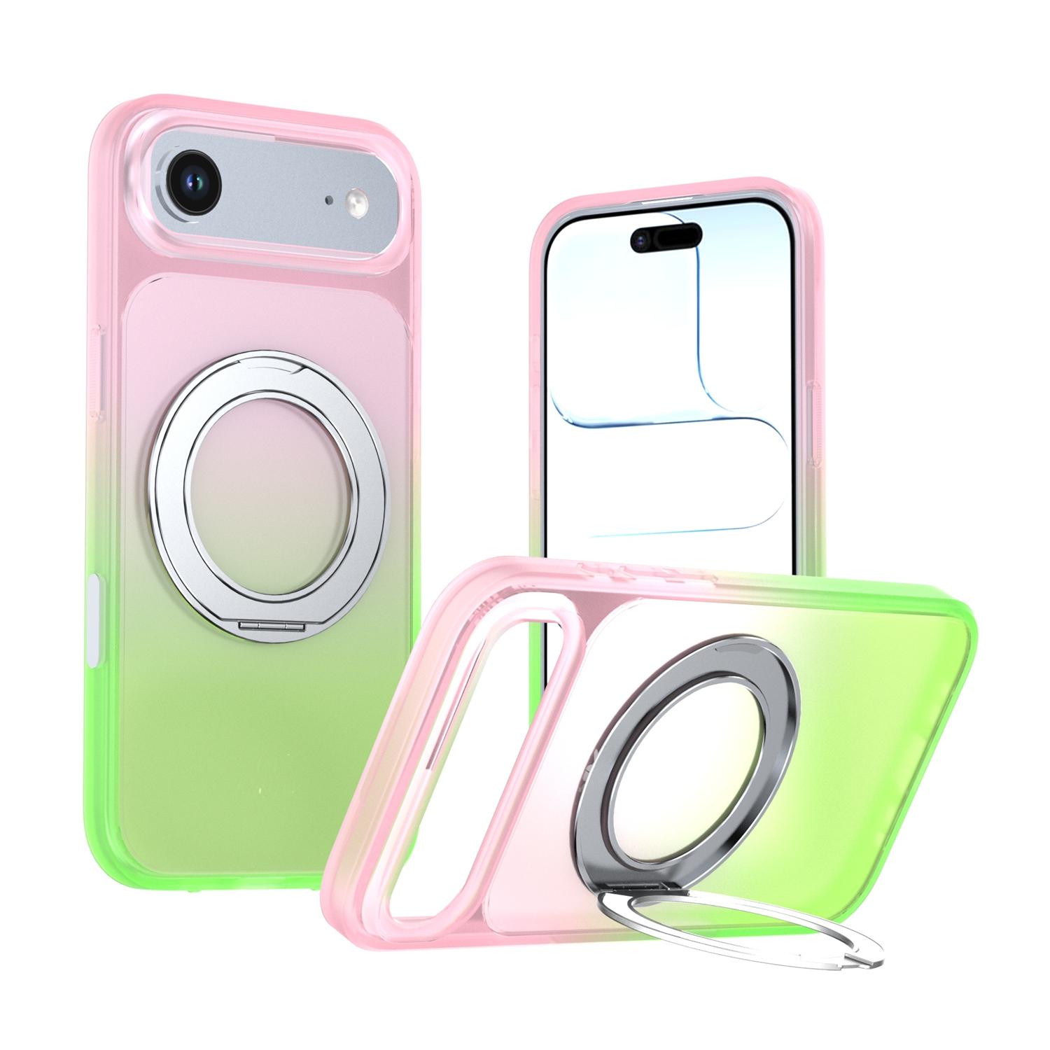 For iPhone Air Phantom Skin Feel Gradient 360 Degree Rotating Holder Phone Case(Pink) - Shopkiz.com