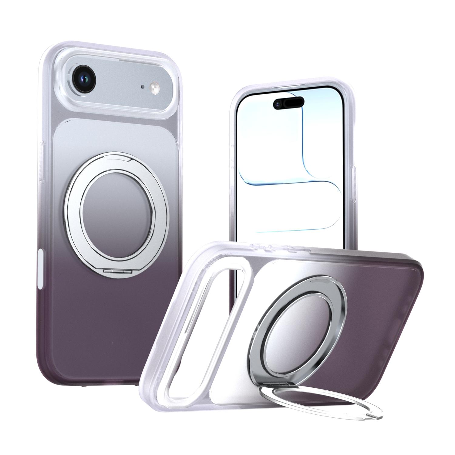 For iPhone Air Phantom Skin Feel Gradient 360 Degree Rotating Holder Phone Case(Grey) - Shopkiz.com