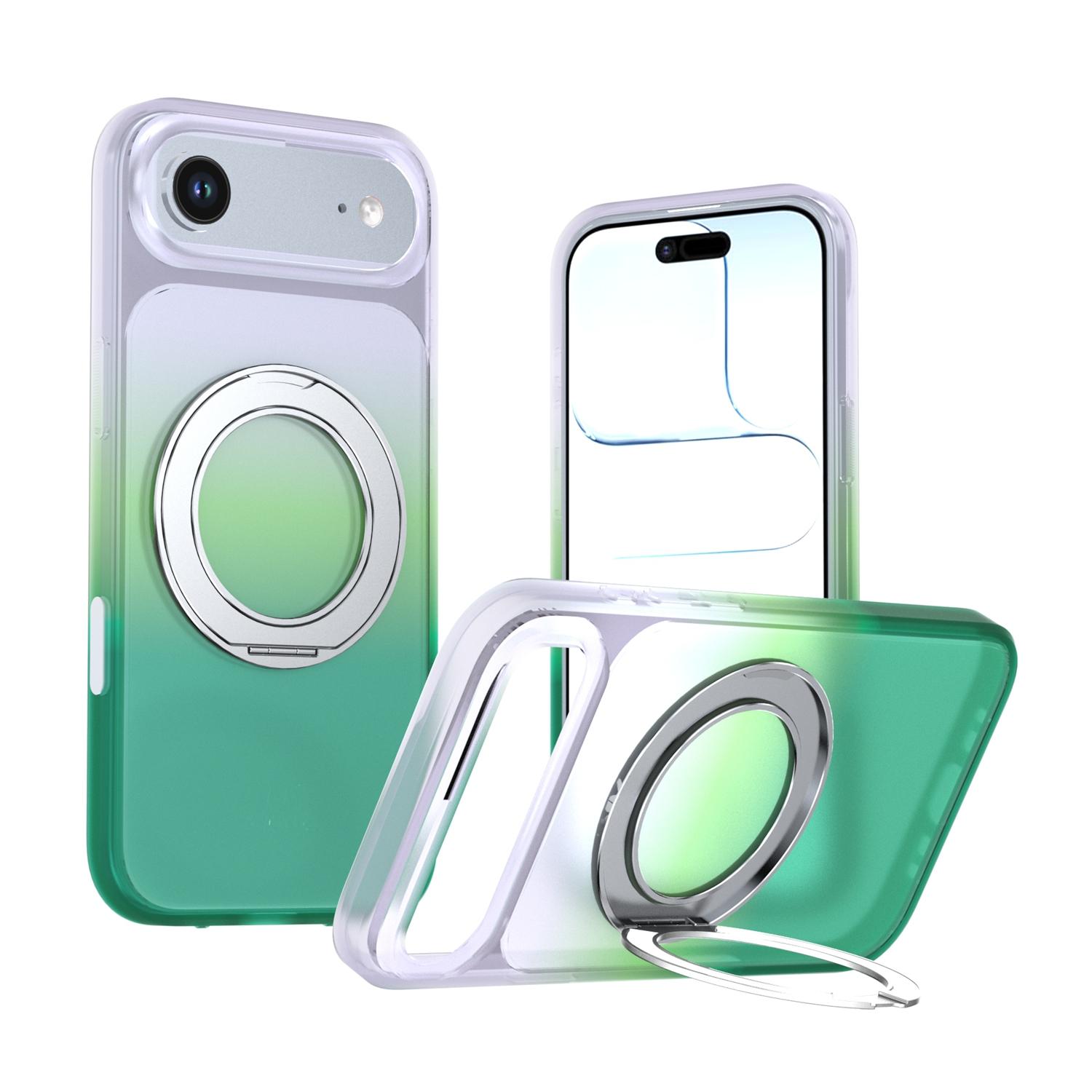 For iPhone Air Phantom Skin Feel Gradient 360 Degree Rotating Holder Phone Case(Green) - Shopkiz.com