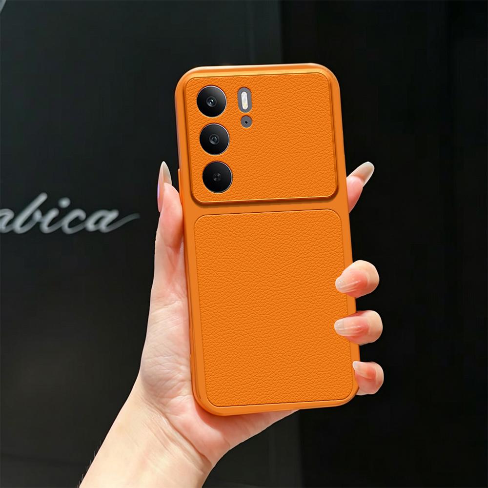 For Realme C75 4G Lambskin Series Skin Feel Shockproof Phone Case(Orange) - Shopkiz.com