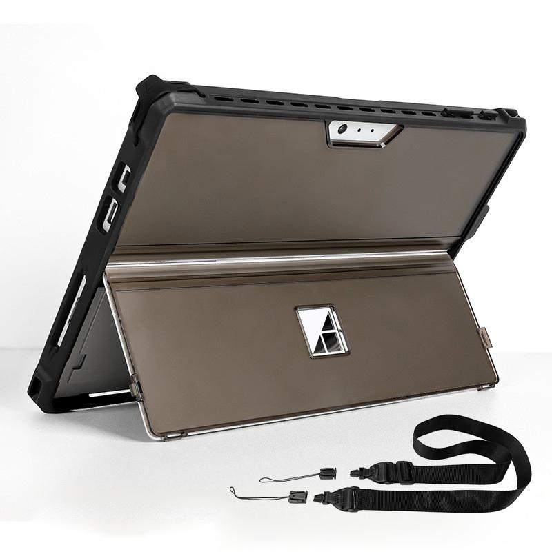 For Microsoft Surface Pro 7+ / 7 / 6 / 5 Frosted PC Tablet Case with Shoulder Strap(Black) - Shopkiz.com