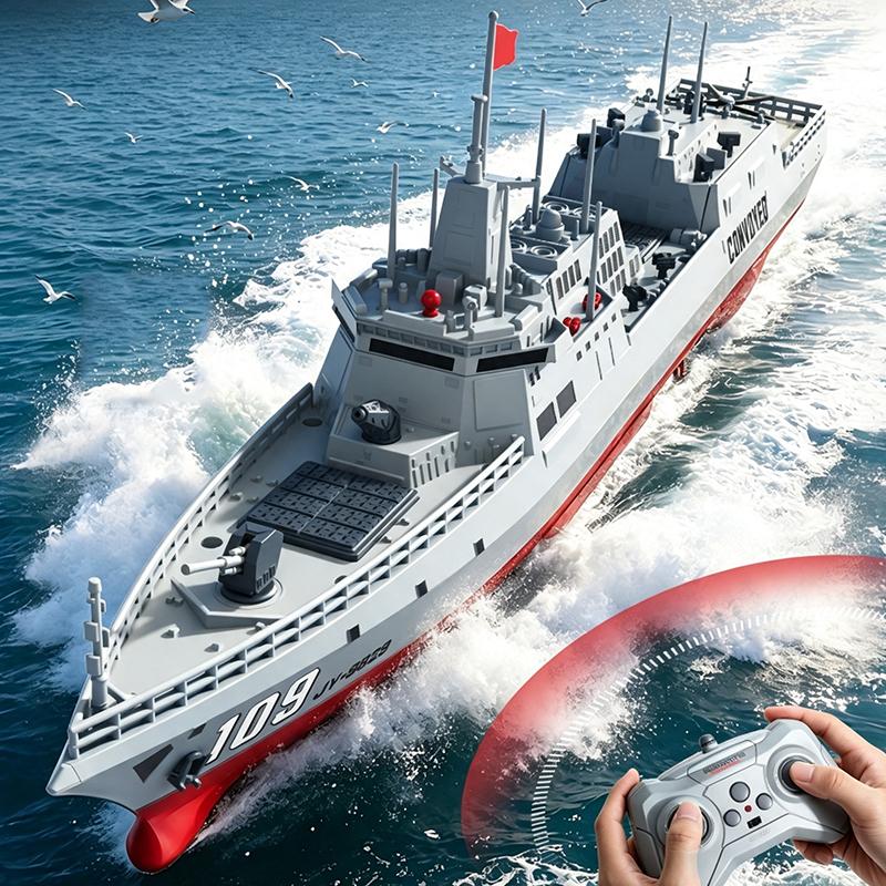 JJR/C S28 2.4GHz RC Destroyer Model Supports Water Spray(Grey) - Shopkiz.com