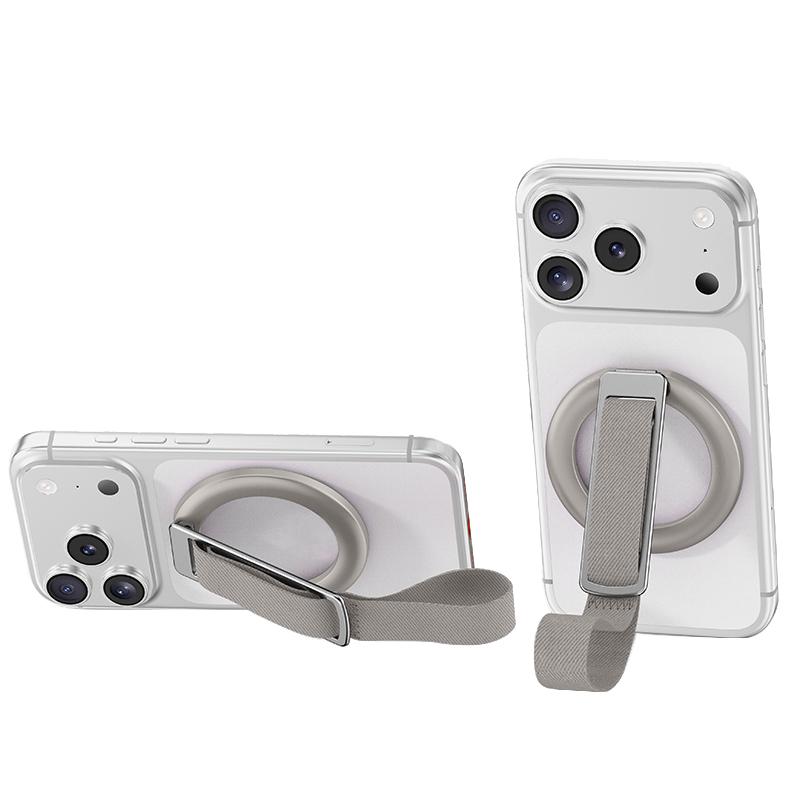 Woven Strap Ring Buckle Rotatable Magnetic Phone Holder(Grey) - Shopkiz.com