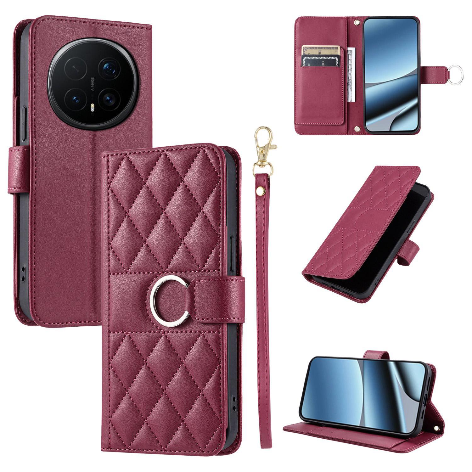 For Honor Magic8 Ring Buckle Rhombic Leather Phone Case(Red) - Shopkiz.com