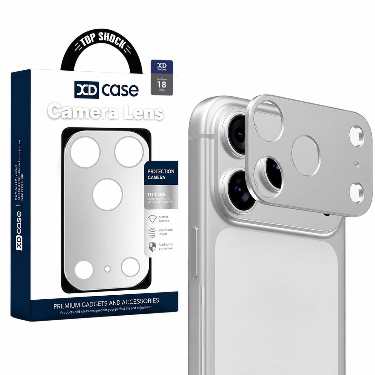 For iPhone 18 Pro XDcase Metal Flat & Hollow Camera Lens Protector(Silver) - Shopkiz.com