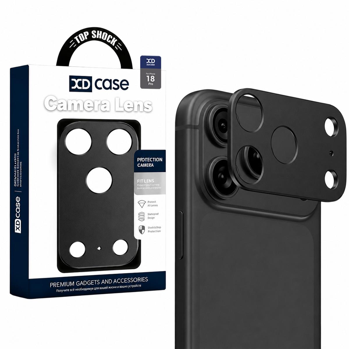 For iPhone 18 Pro XDcase Metal Flat & Hollow Camera Lens Protector(Black) - Shopkiz.com