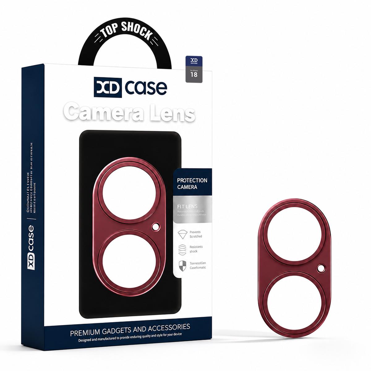 For iPhone 18 XDcase Titanium Alloy Hollow Camera Lens Protector(Red) - Shopkiz.com