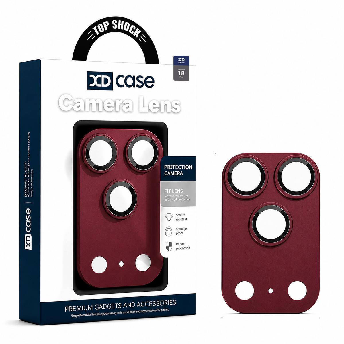 For iPhone 18 Pro XDcase Armor Full-Coverage Frosted Metal Camera Lens Ring Film(Red) - Shopkiz.com