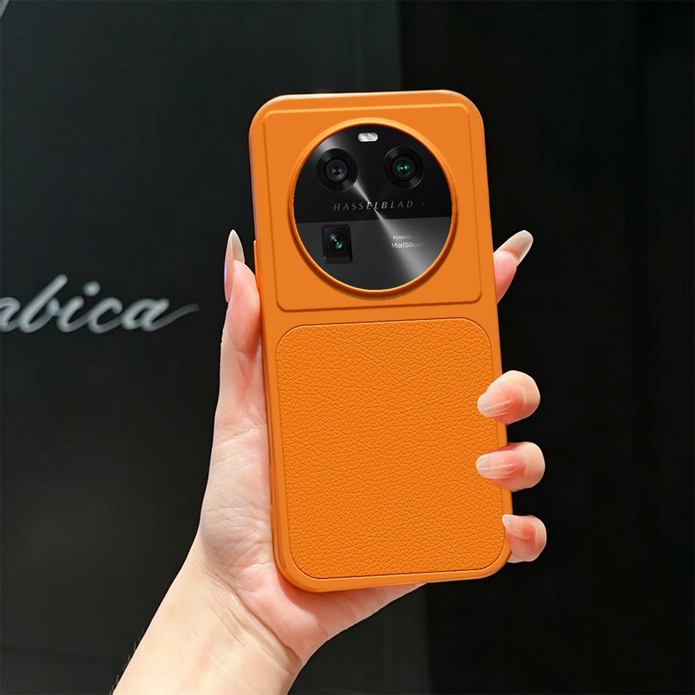 For OPPO Find X6 Lambskin Series Skin Feel Shockproof Phone Case(Orange) - Shopkiz.com