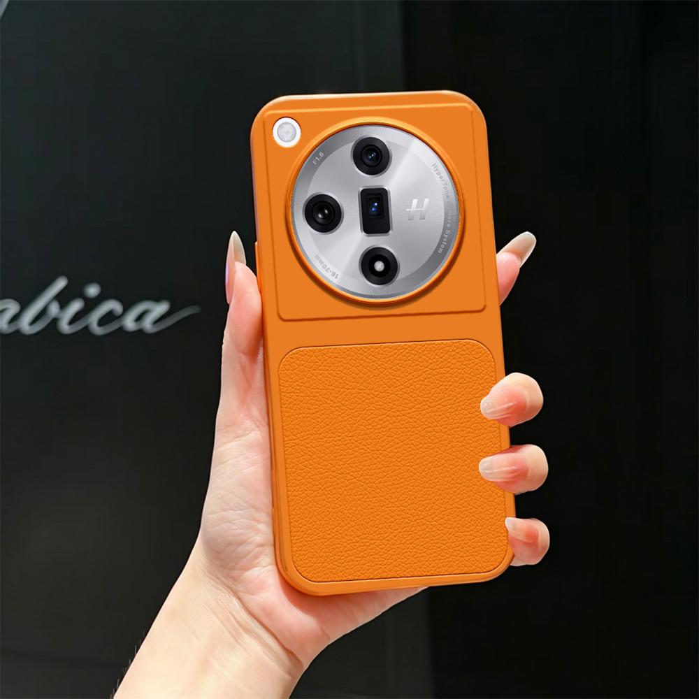 For OPPO Find X7 Lambskin Series Skin Feel Shockproof Phone Case(Orange) - Shopkiz.com