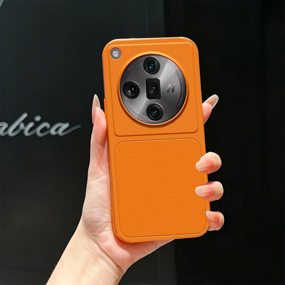 For OPPO Find X7 Ultra Lambskin Series Skin Feel Shockproof Phone Case(Orange) - Shopkiz.com