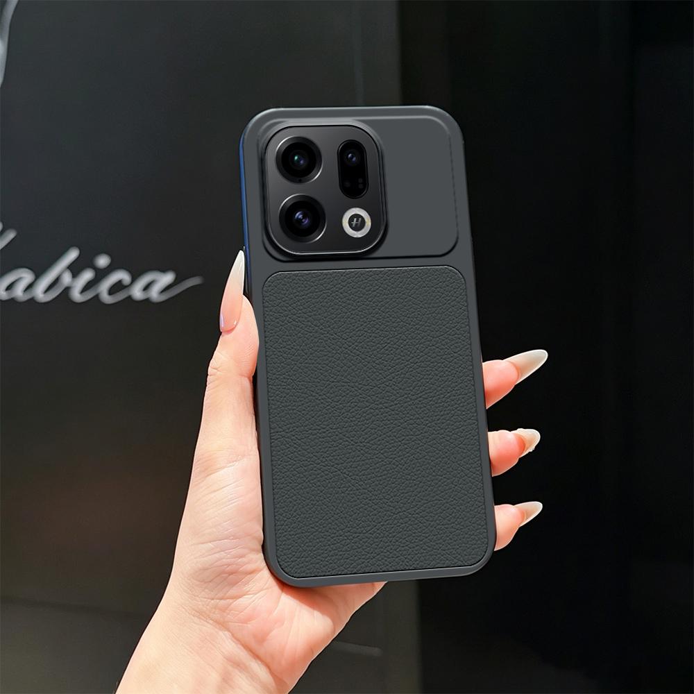 For OPPO Find X9 Lambskin Series Skin Feel Shockproof Phone Case(Black) - Shopkiz.com
