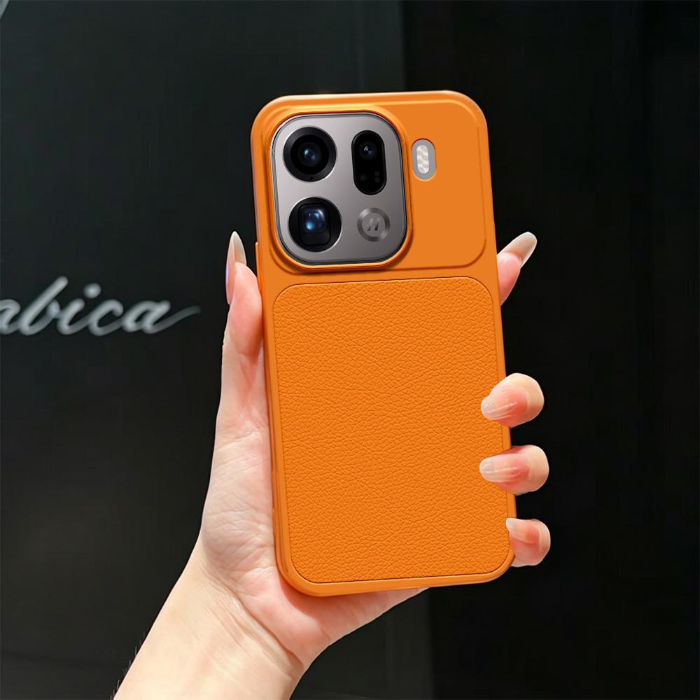 For OPPO Find X9 Pro Lambskin Series Skin Feel Shockproof Phone Case(Orange) - Shopkiz.com