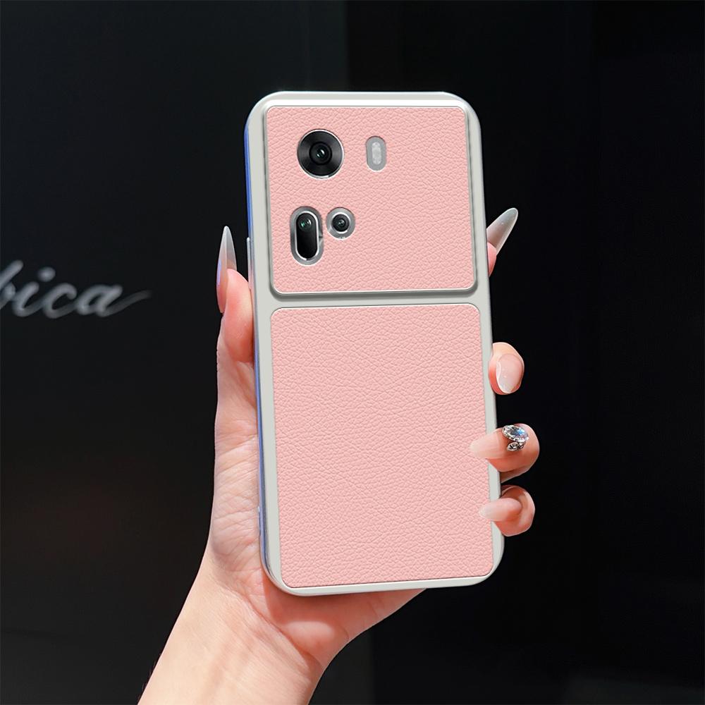 For OPPO Reno11 5G Global Lambskin Series Skin Feel Shockproof Phone Case(Pink) - Shopkiz.com