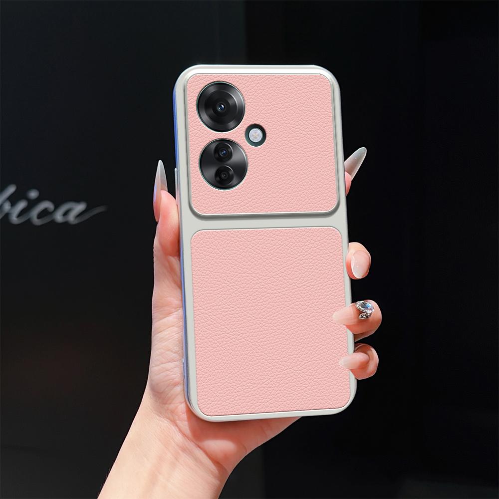 For OPPO Reno11 F Lambskin Series Skin Feel Shockproof Phone Case(Pink) - Shopkiz.com