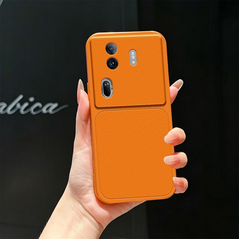 For OPPO Reno11 Pro 5G Global Lambskin Series Skin Feel Shockproof Phone Case(Orange) - Shopkiz.com