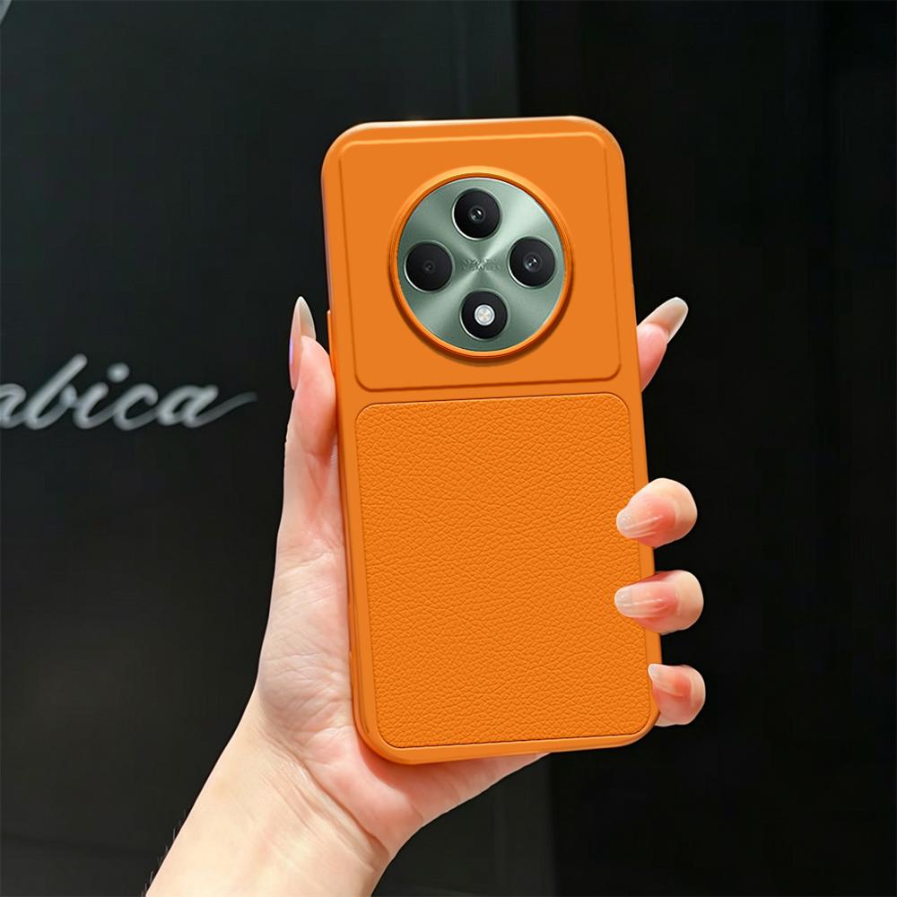 For OPPO Reno12 F 5G / 4G Lambskin Series Skin Feel Shockproof Phone Case(Orange) - Shopkiz.com