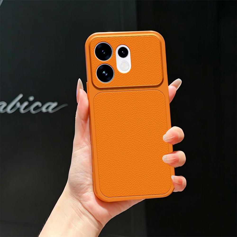 For OPPO Reno16 5G Global Lambskin Series Skin Feel Shockproof Phone Case(Orange) - Shopkiz.com