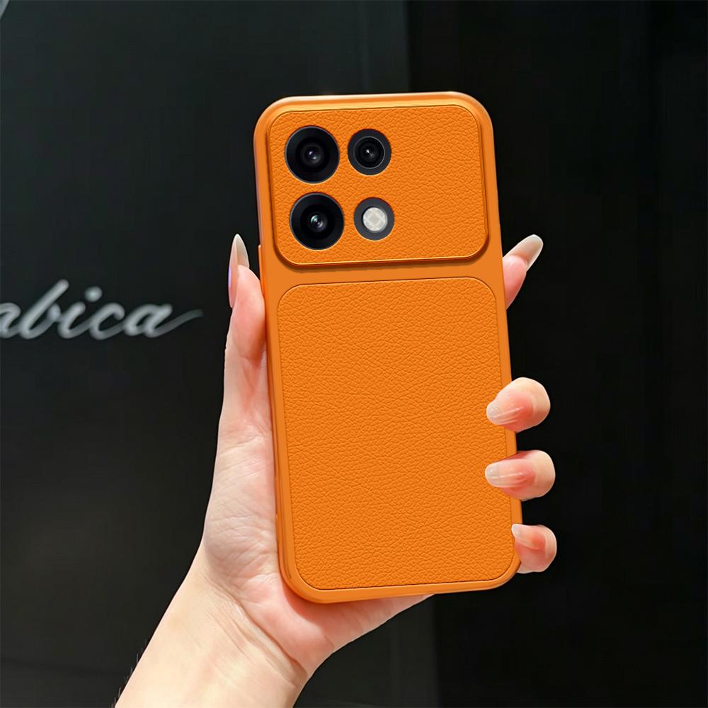For OPPO Reno16 Pro 5G Global Lambskin Series Skin Feel Shockproof Phone Case(Orange) - Shopkiz.com