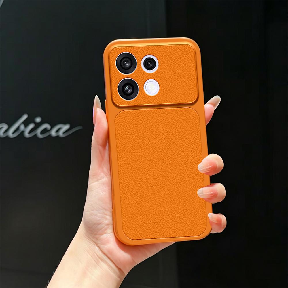For OPPO Reno16 F 5G Lambskin Series Skin Feel Shockproof Phone Case(Orange) - Shopkiz.com