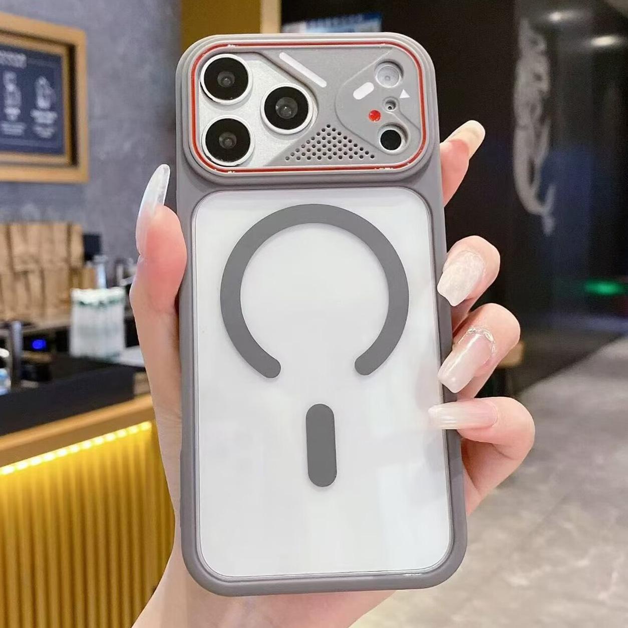 For iPhone 18 Pro Mirror Shield Iridescent Color Magnetic Phone Case(Grey) - Shopkiz.com