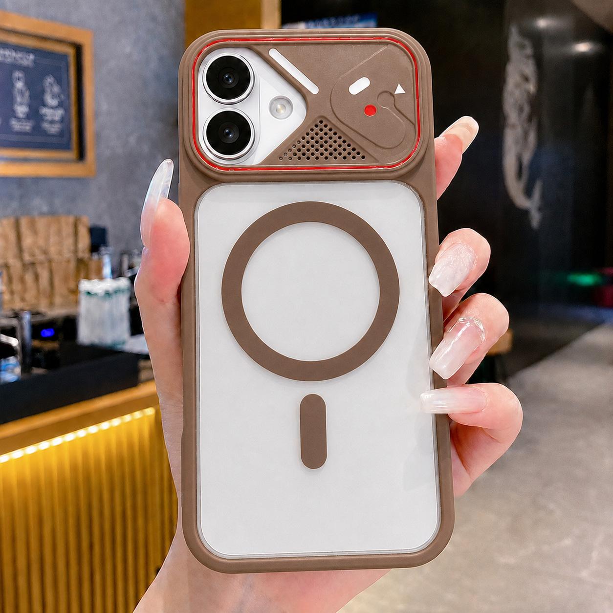 For iPhone 17 Mirror Shield Iridescent Color Magnetic Phone Case(Brown) - Shopkiz.com