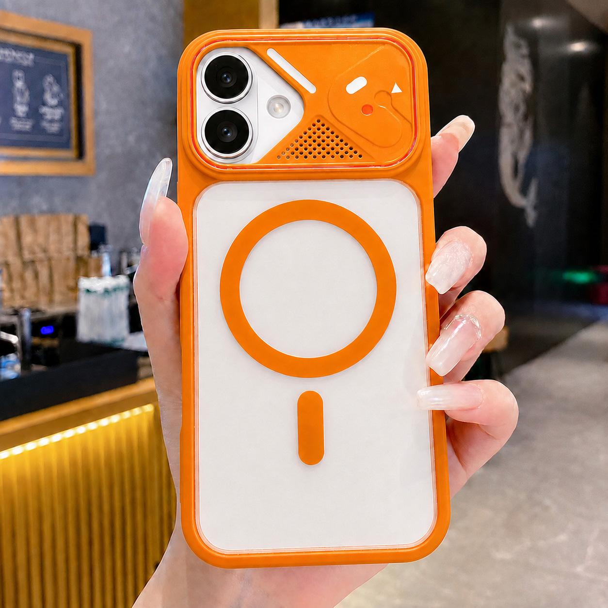 For iPhone 17 Mirror Shield Iridescent Color Magnetic Phone Case(Orange) - Shopkiz.com