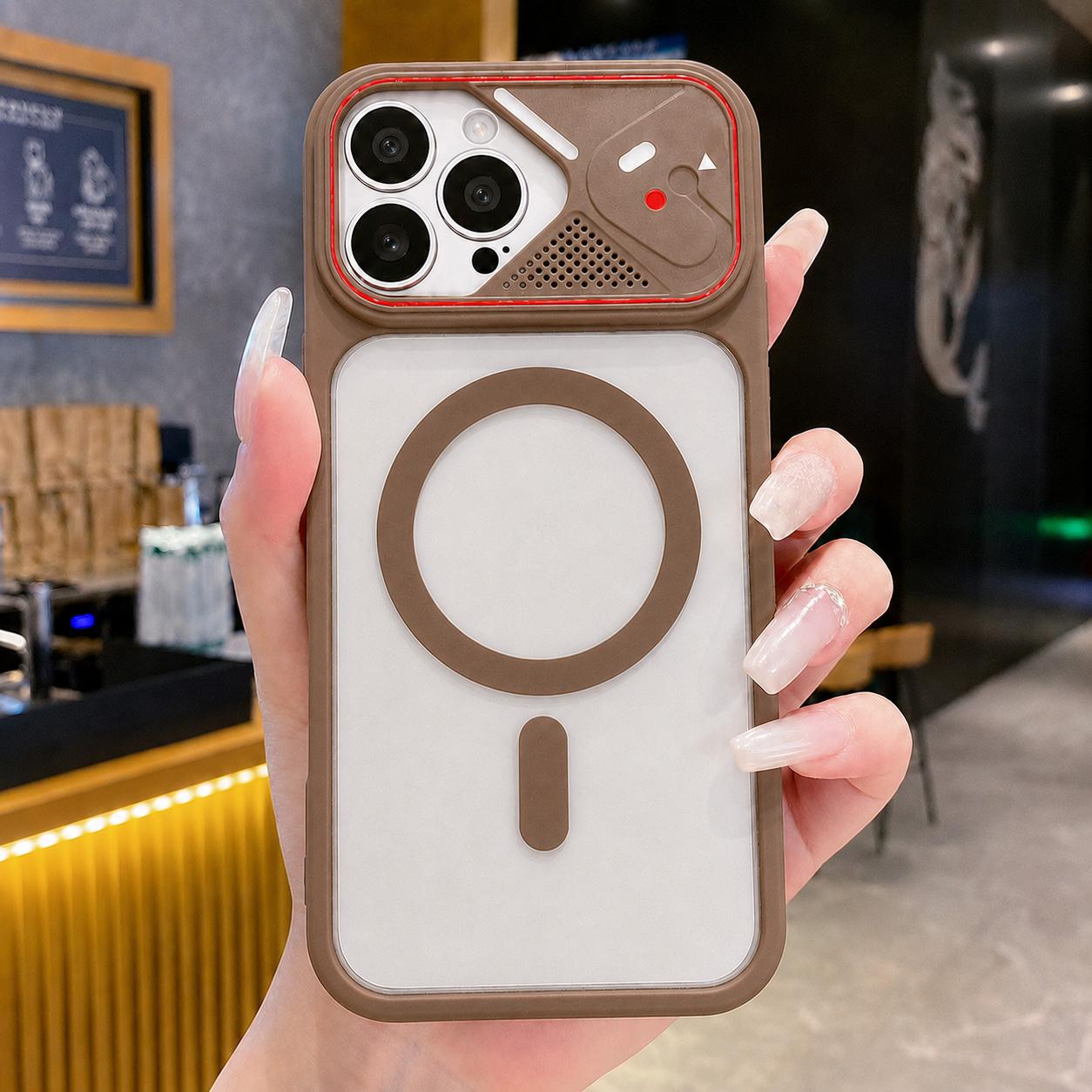 For iPhone 16 Pro Max Mirror Shield Iridescent Color Magnetic Phone Case(Brown) - Shopkiz.com
