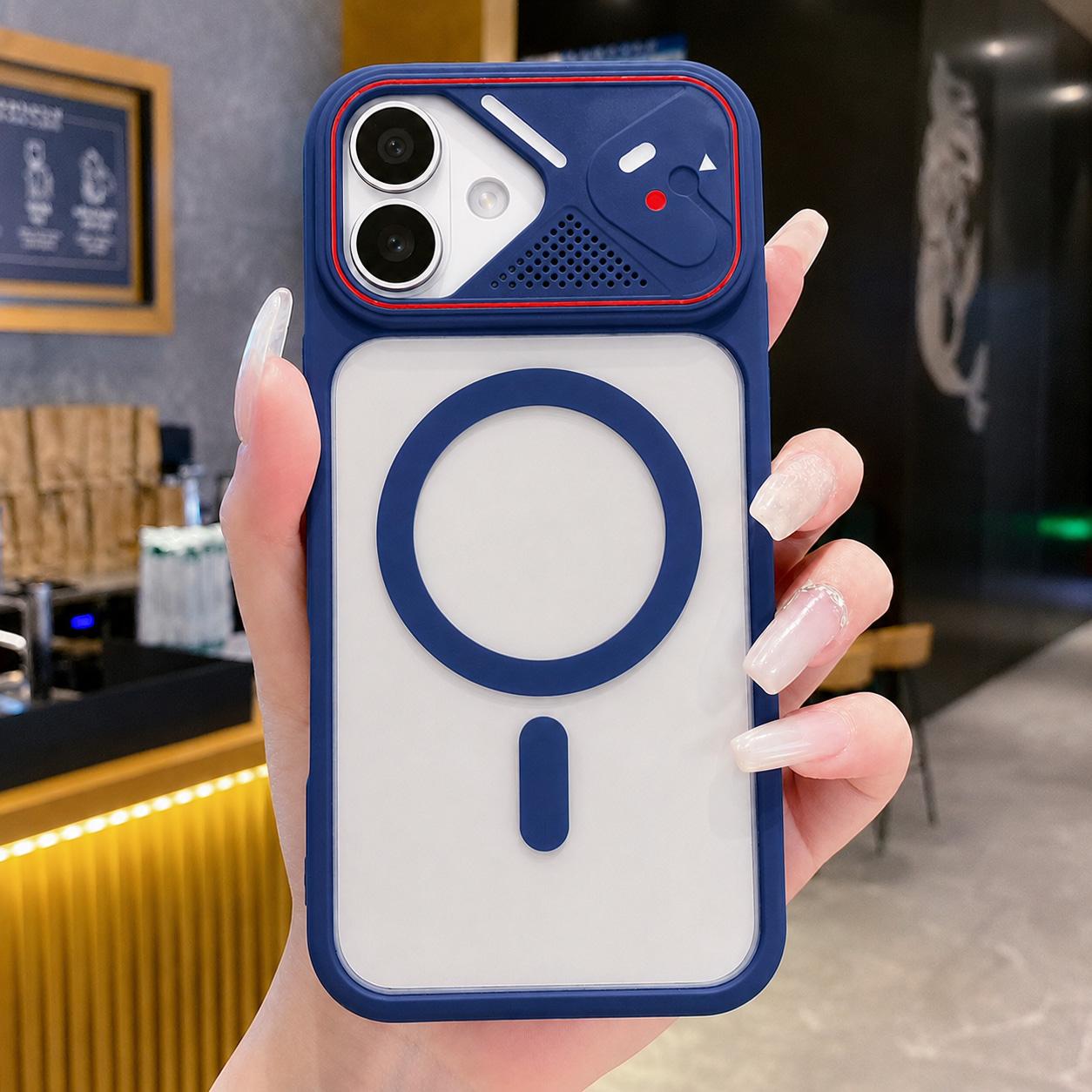 For iPhone 16 Plus Mirror Shield Iridescent Color Magnetic Phone Case(Blue) - Shopkiz.com