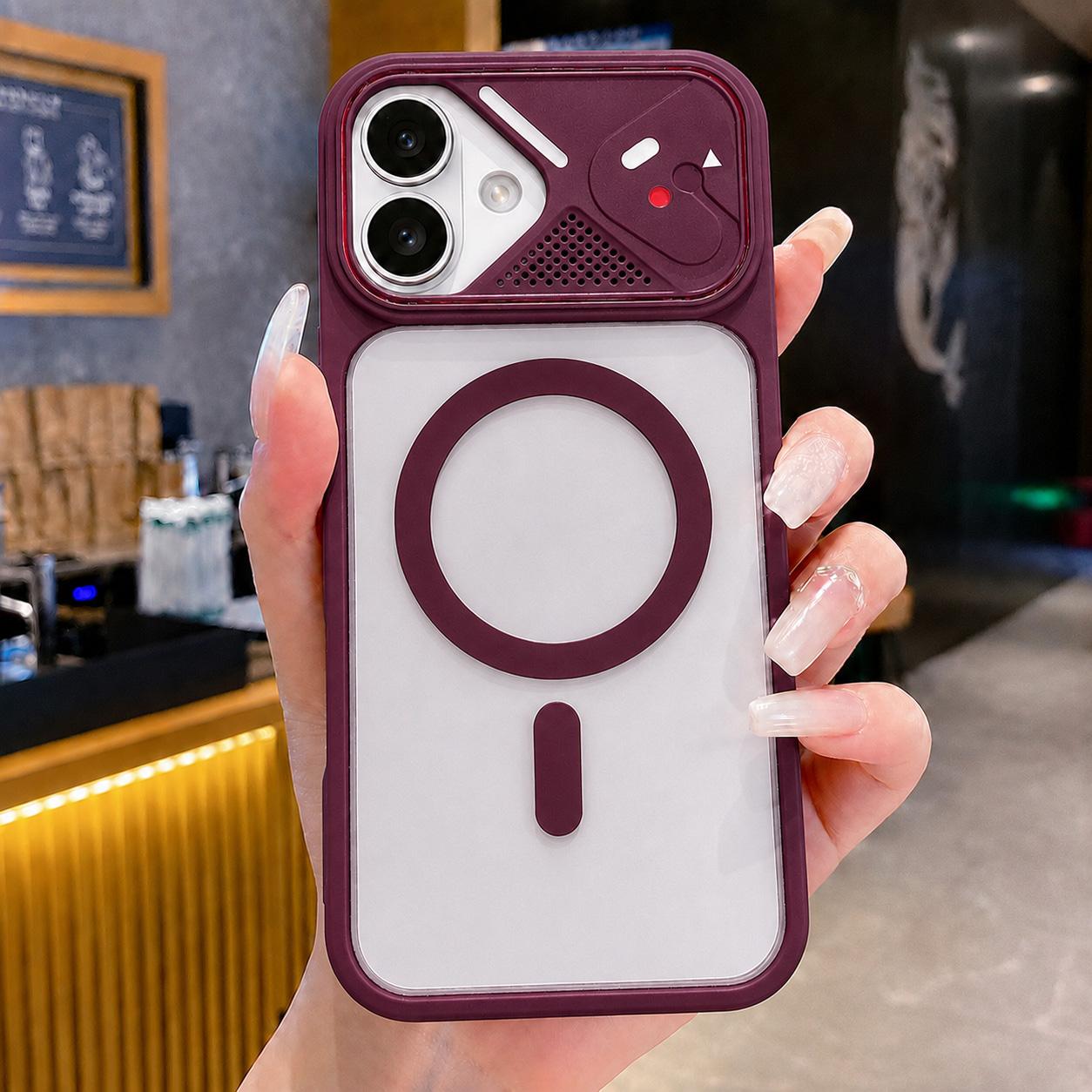 For iPhone 16 Mirror Shield Iridescent Color Magnetic Phone Case(Red) - Shopkiz.com