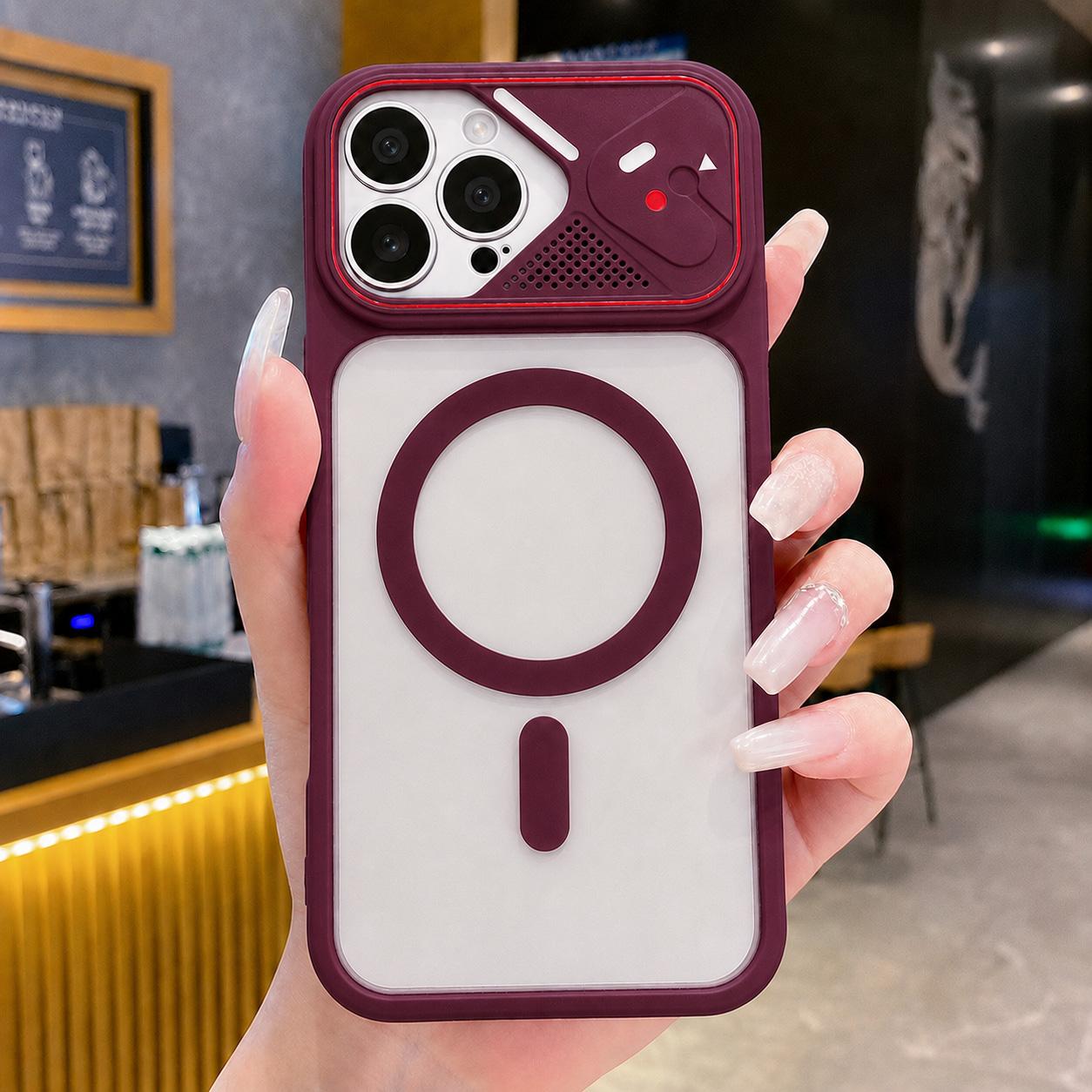 For iPhone 15 Pro Max Mirror Shield Iridescent Color Magnetic Phone Case(Red) - Shopkiz.com