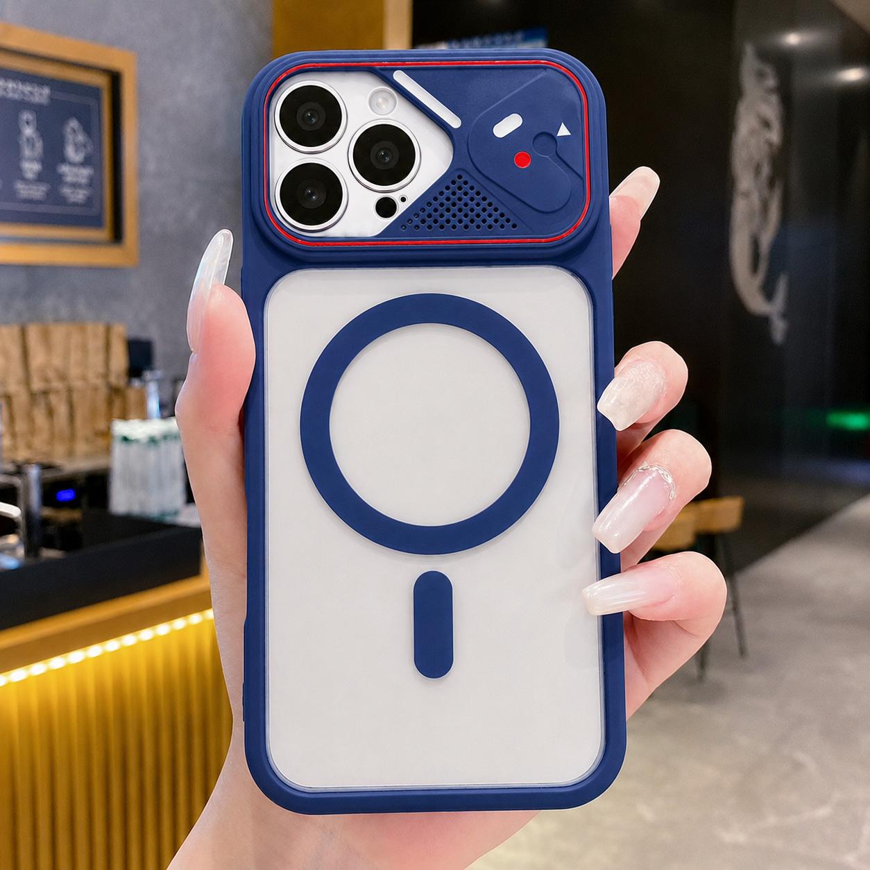 For iPhone 14 Pro Max Mirror Shield Iridescent Color Magnetic Phone Case(Blue) - Shopkiz.com