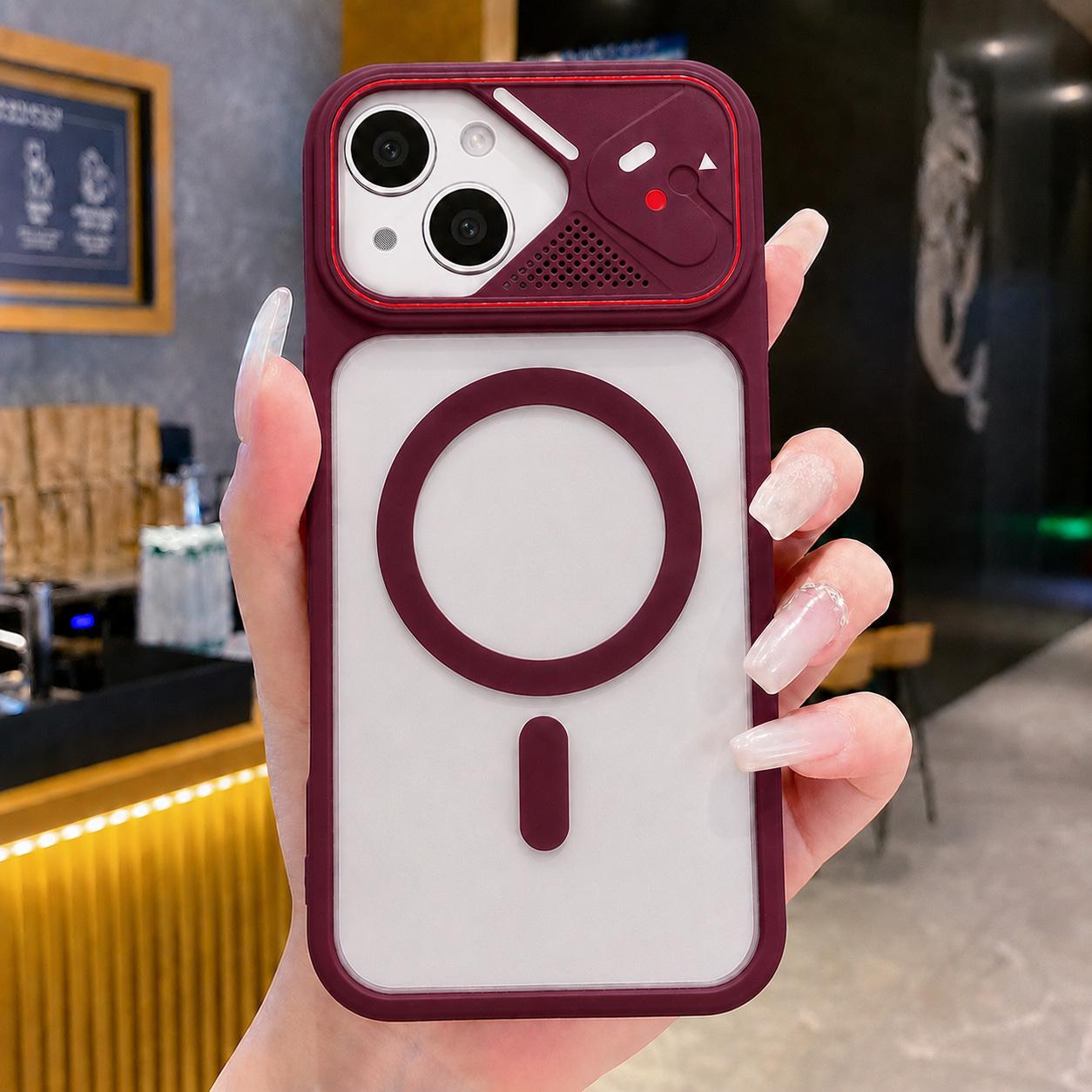 For iPhone 15 Plus / 14 Plus Mirror Shield Iridescent Color Magnetic Phone Case(Red) - Shopkiz.com