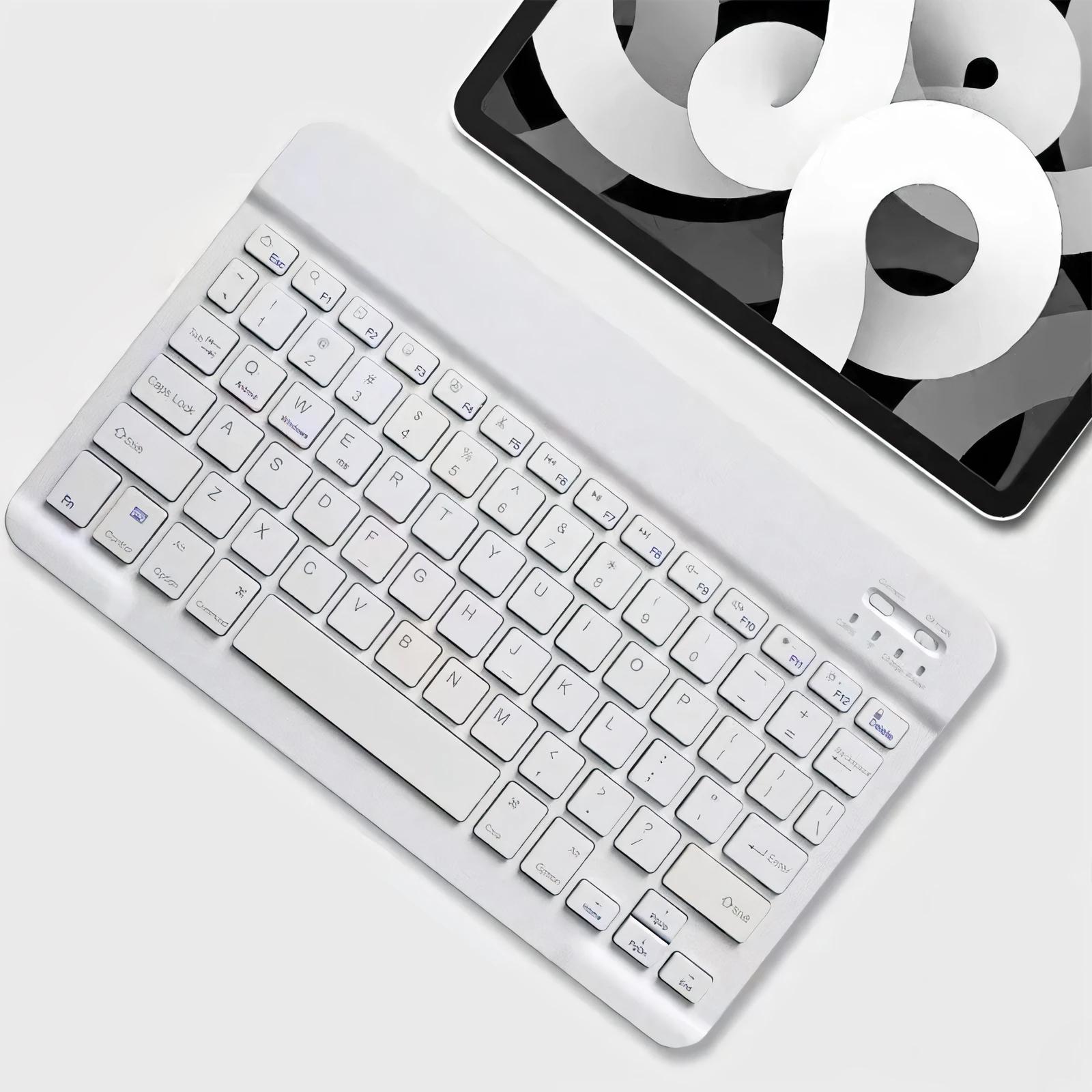 10 inch Tablet Wireless BT Keyboard with 12 Function Keys(White) - Shopkiz.com