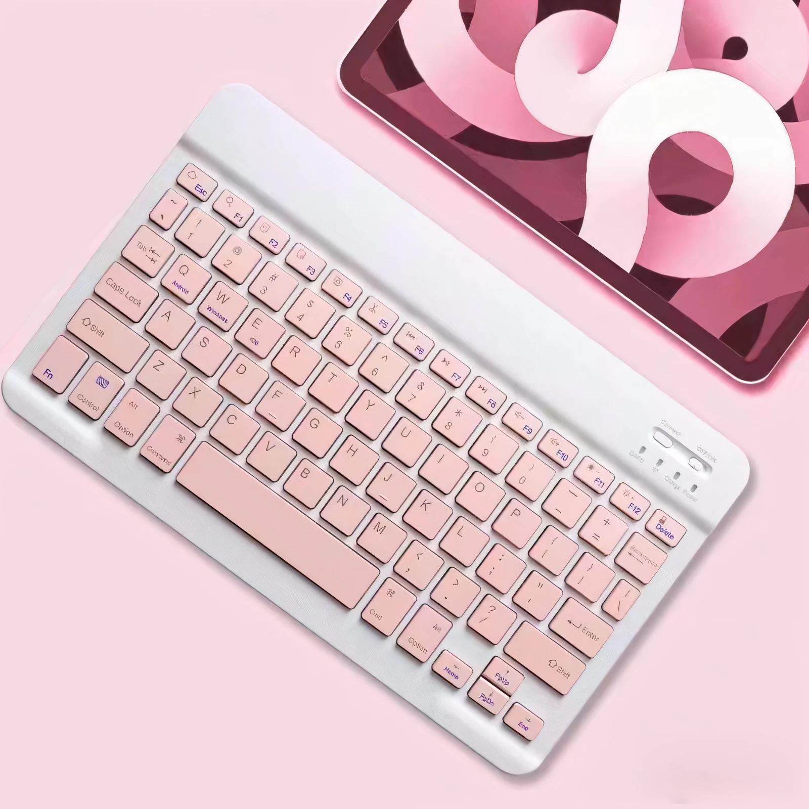 10 inch Tablet Wireless BT Keyboard with 12 Function Keys(Pink) - Shopkiz.com