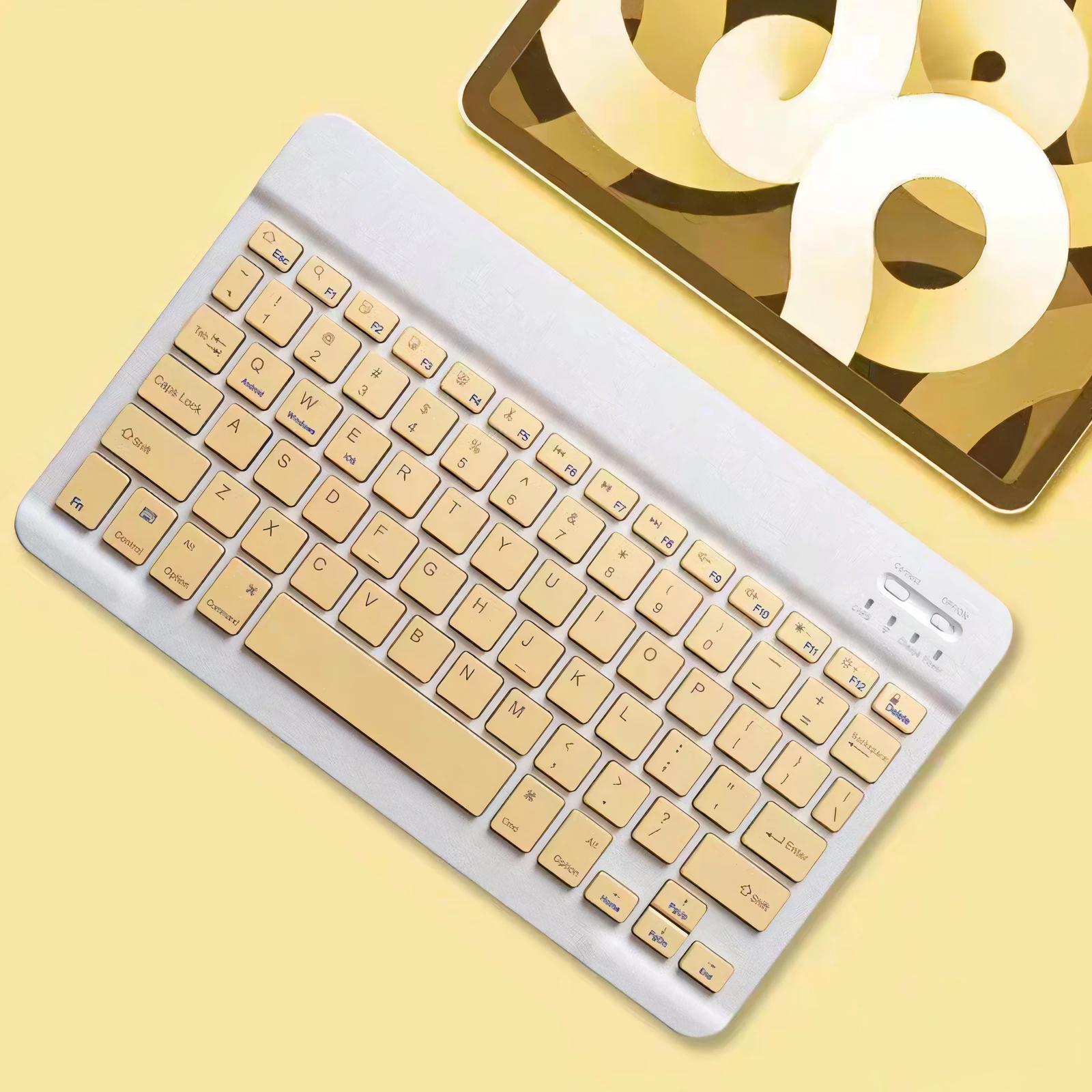 10 inch Tablet Wireless BT Keyboard with 12 Function Keys(Yellow) - Shopkiz.com